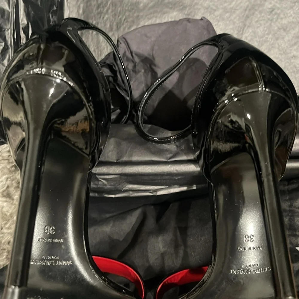 ✨Stunning YSL Black Patent Leather Ankle Strap Stiletto✨ - Picture 6 of 10